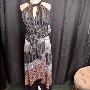 Eva Franco Striped and Patterned High Low Dress